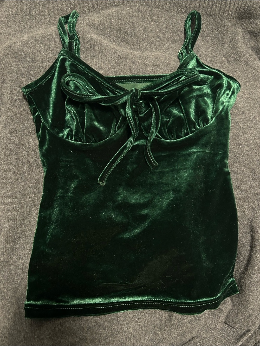 Green Jasper Velvet Tie-Front Cami Top